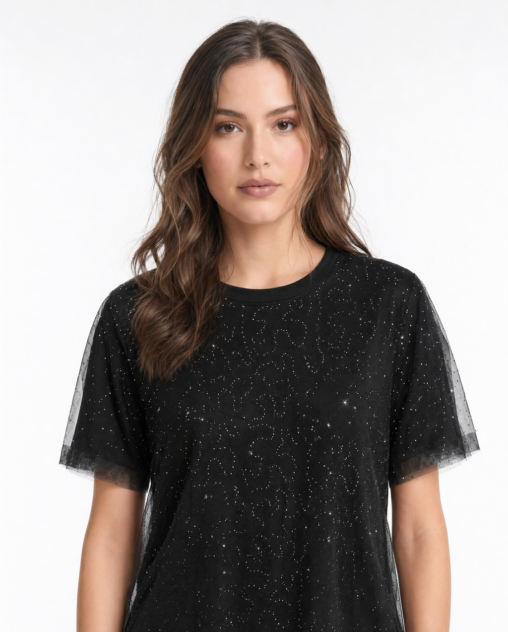 Playera Básica con Micro Destellos Negro - nn.studio Style 6790
