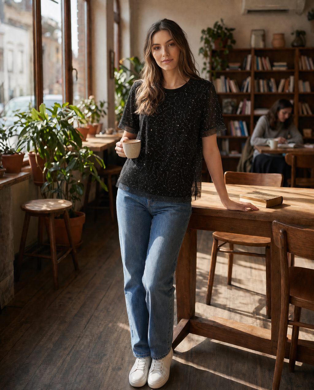 Playera Básica con Micro Destellos Negro - nn.studio Style 6790