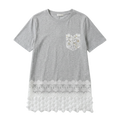 Playera con Bolsillo Bordado y Crochet Gris - nn.studio Style 6793