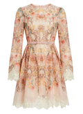 Vestido Midi Floral Rosa con Encaje Rosa pálido con estampado floral multicolor - nn.studio Style 9114
