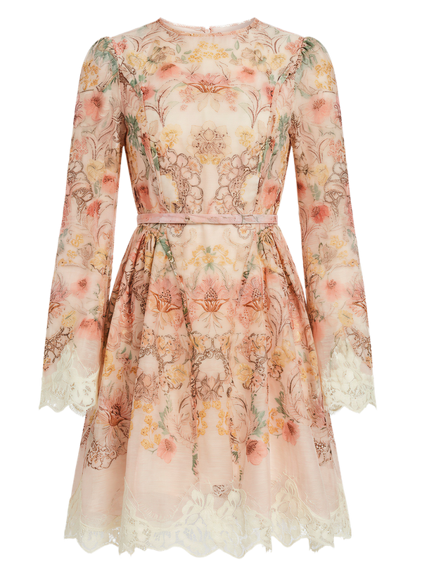 Vestido Midi Floral Rosa con Encaje Rosa pálido con estampado floral multicolor - nn.studio Style 9114