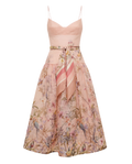 Vestido Midi Bicolor Falda Floral Rosa pálido superior / falda floral multicolor - nn.studio Style 9122