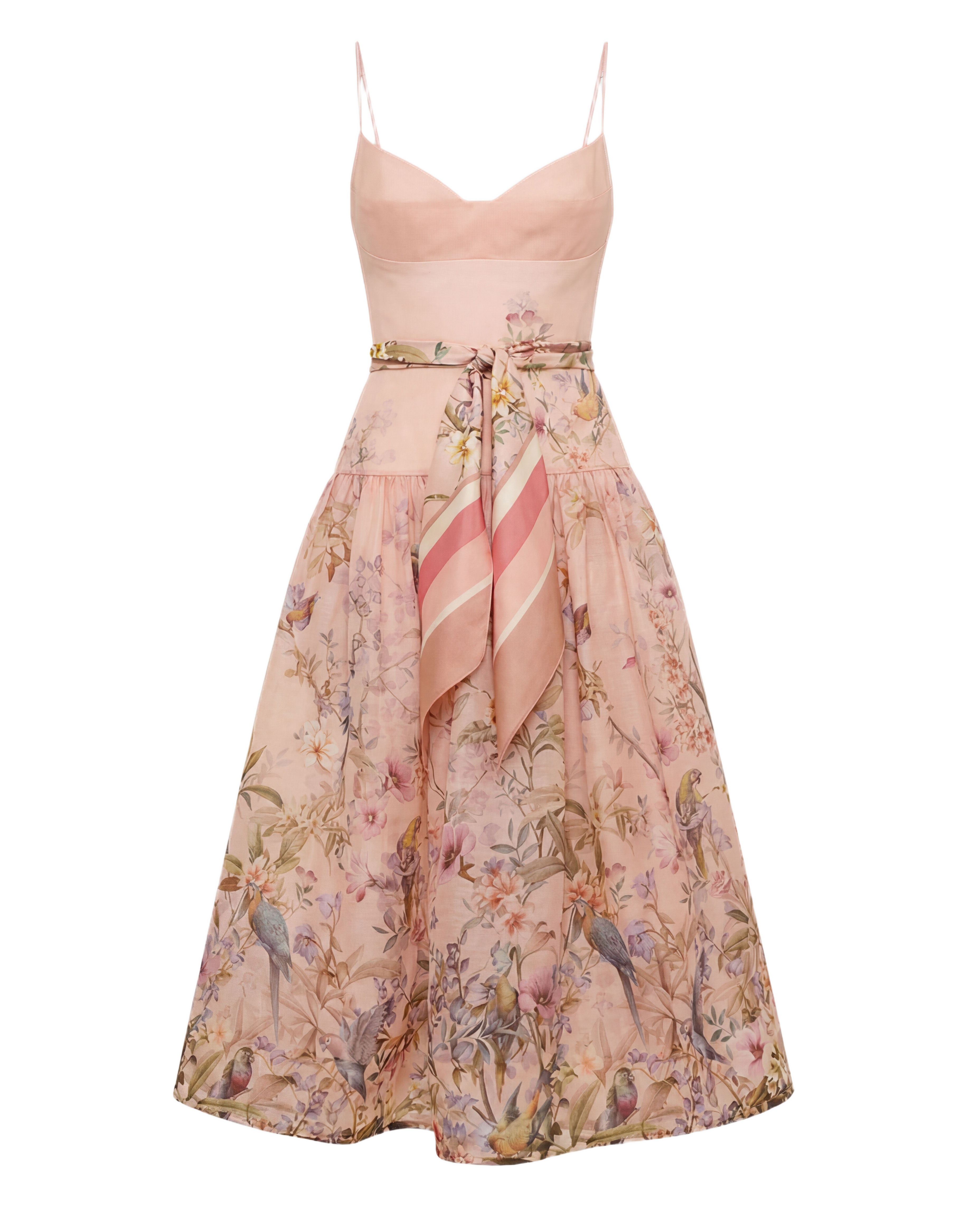 Vestido Midi Bicolor Falda Floral Rosa pálido superior / falda floral multicolor - nn.studio Style 9122