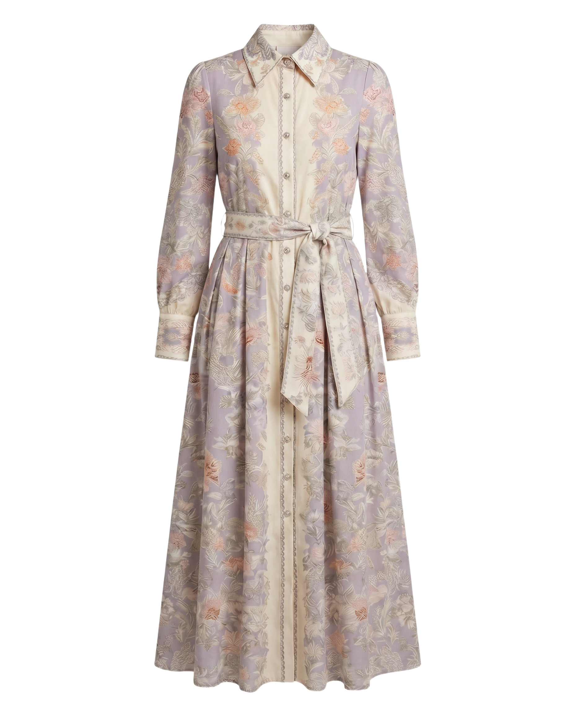 Vestido Maxi Bicolor Lavanda Floral Azul lavanda con crema - nn.studio Style 9125-B
