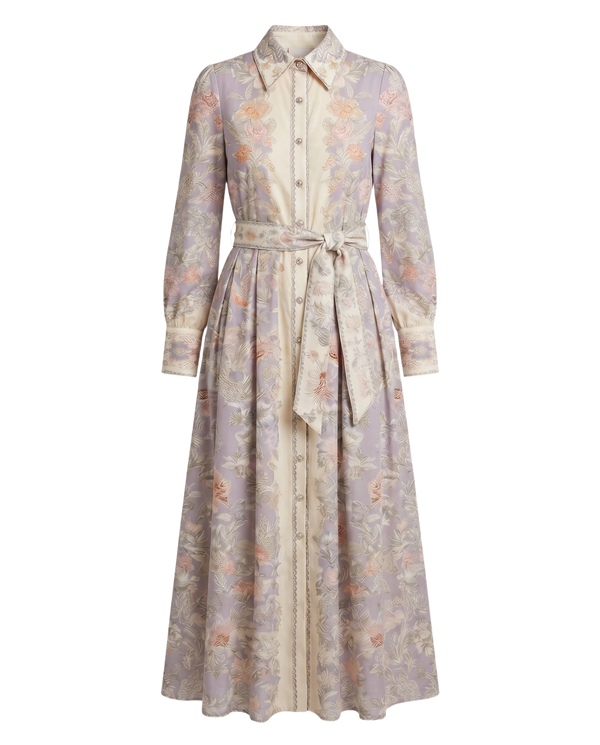 Vestido Maxi Bicolor Lavanda Floral Azul lavanda con crema - nn.studio Style 9125-B