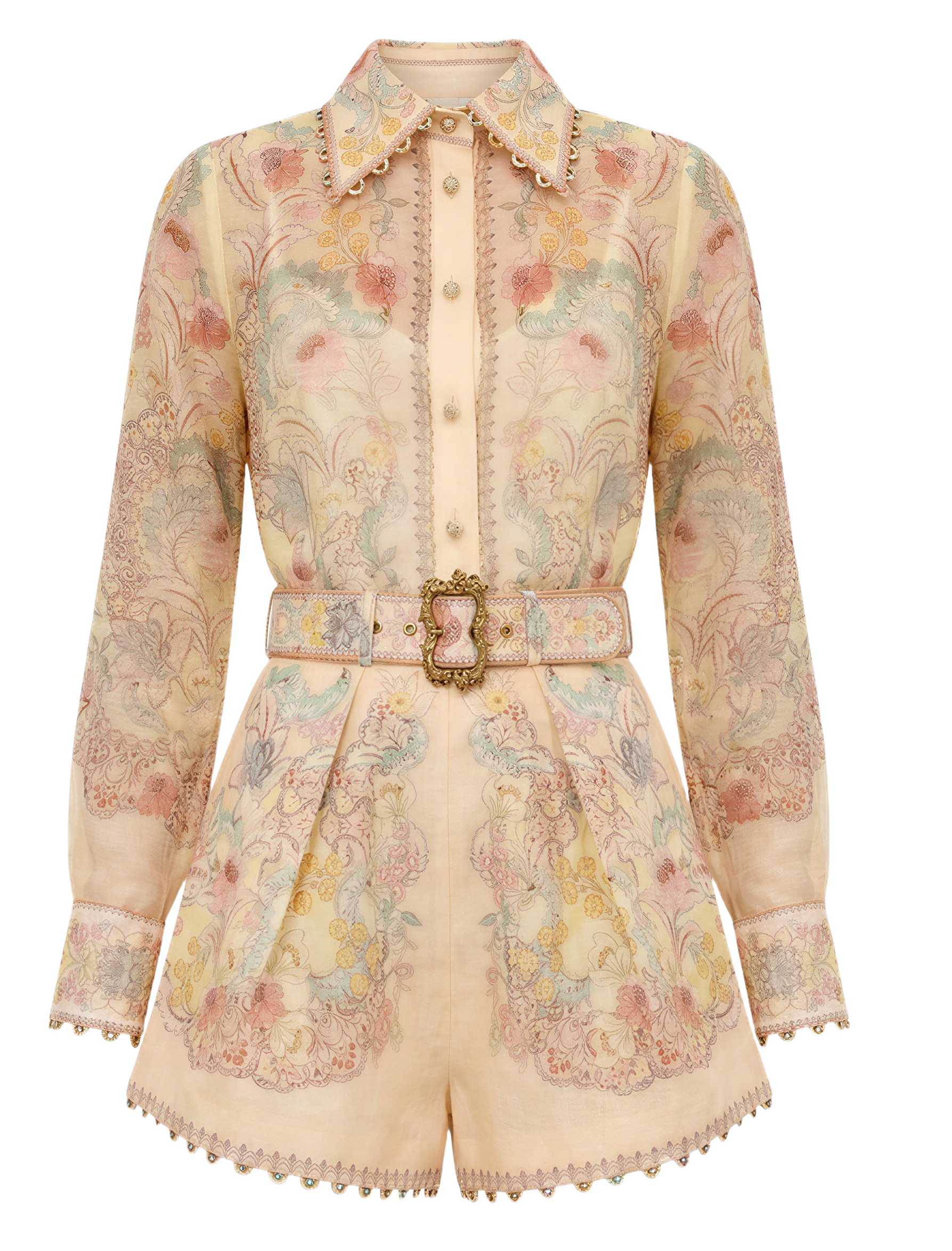 Conjunto Blazer y Short Paisley Crema/beige con estampado paisley multicolor - nn.studio Style 9127
