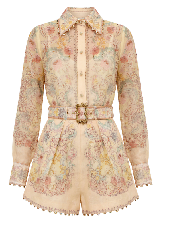 Conjunto Blazer y Short Paisley Crema/beige con estampado paisley multicolor - nn.studio Style 9127